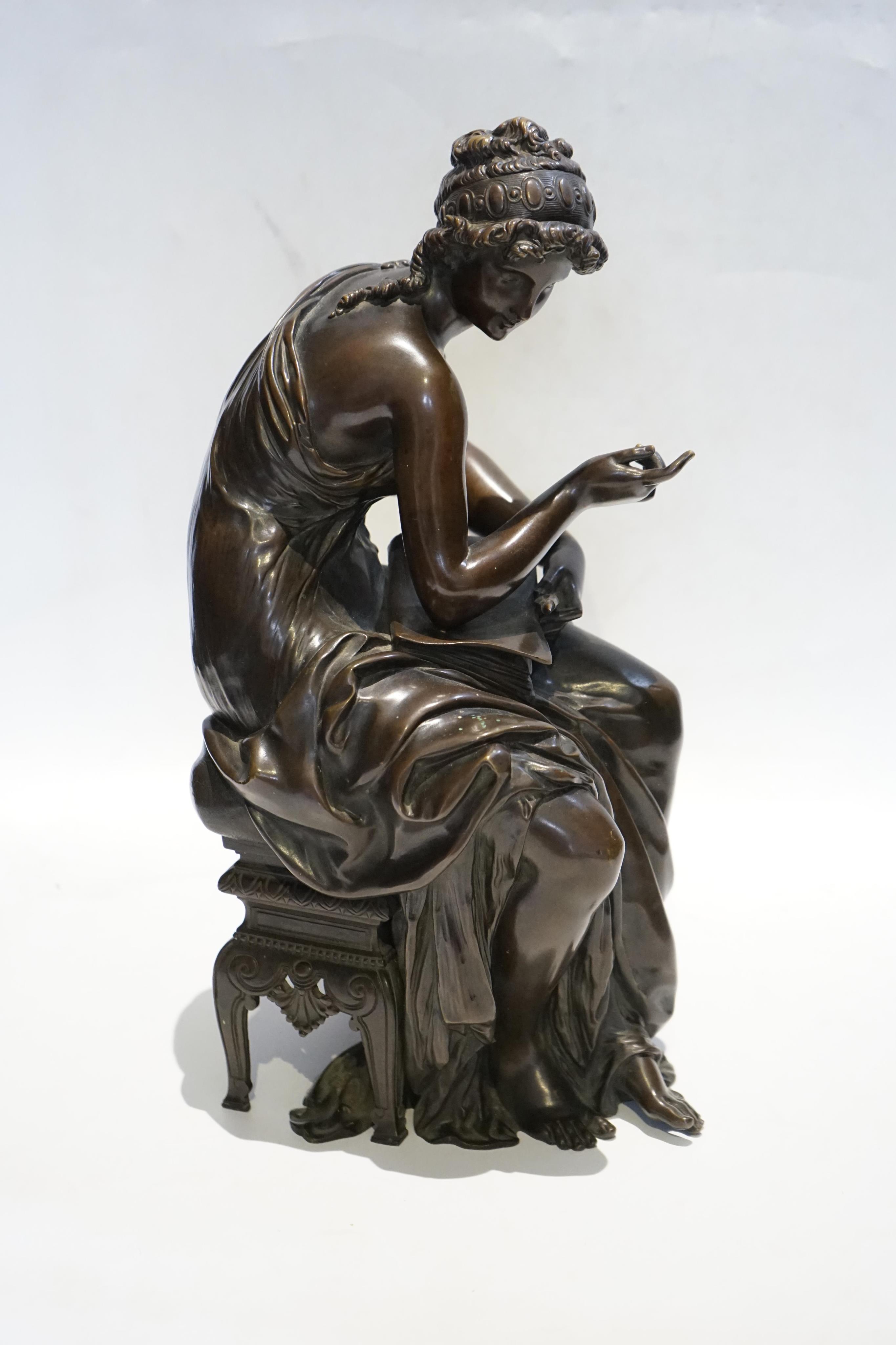 A 19th century French bronze figure of Sappho